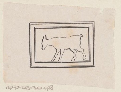 Vignette with the contour of a goat