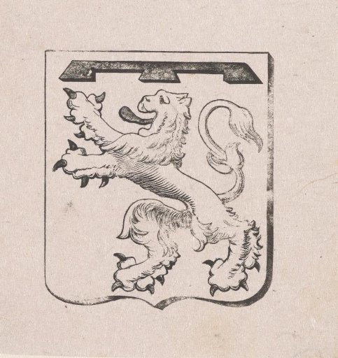 Vignette with a coat of arms with a lion
