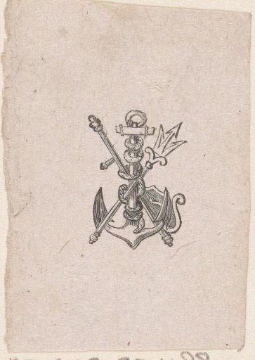 Vignette with an anchor and other maritime objects