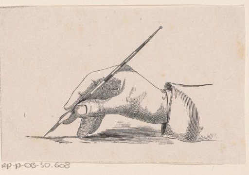 Hand writing with a crow-quill pen