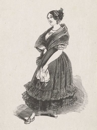 Standing woman with a white cloth in her hand