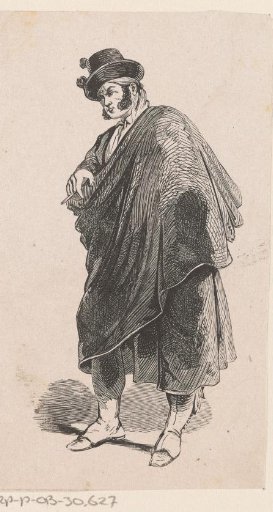 Standing man with a draped cape