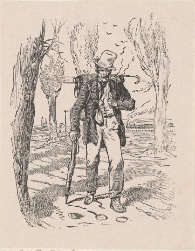 Walking man with a backpack