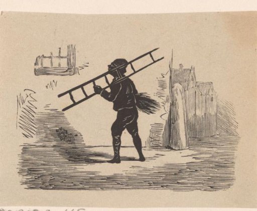 Black chimney sweep with a ladder