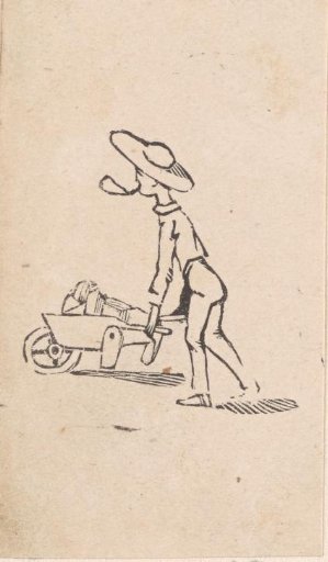 Man walking with a full wheelbarrow