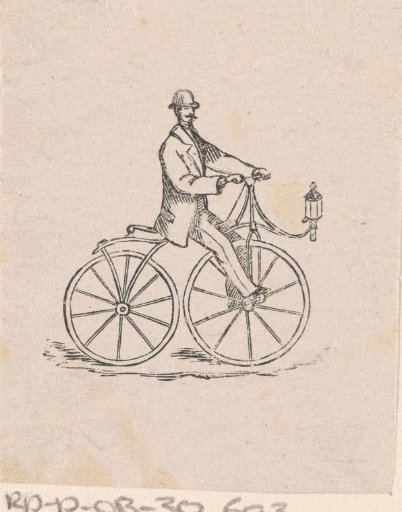 Man with a bowler hat on a bicycle