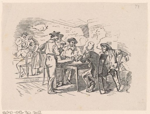 Group of men smoking around a table in a café