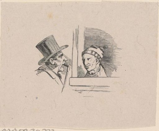 Man with a hat looking a man with a cap straight in the face