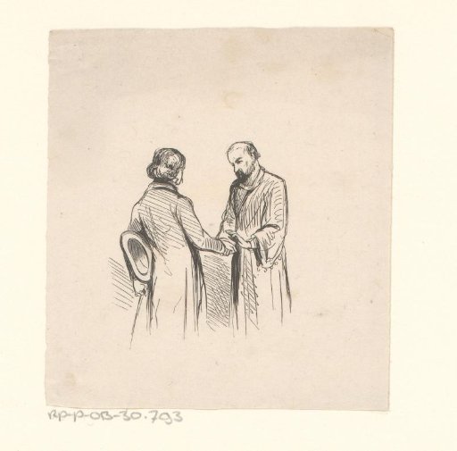 Standing man holding the hand of another standing man
