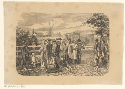 Gathering of Men, Women and Children Outside the City Walls