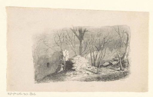 Ruin Amidst Bare Trees