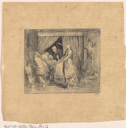 Interior with Several Figures and a Man in Bed Visited by Death