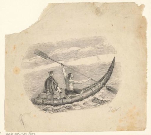 Half-Naked Man Transporting a Woman with Luggage on a Traditional Boat