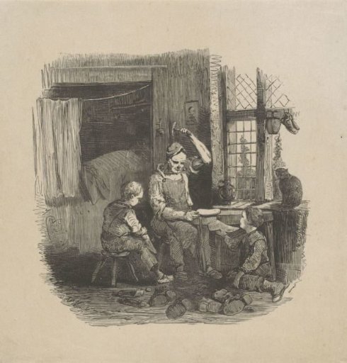 Interior with a shoemaker and two boys at work