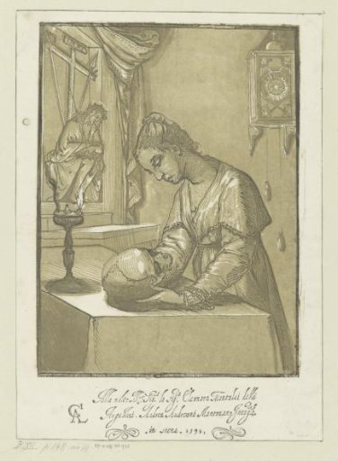 Woman with a skull