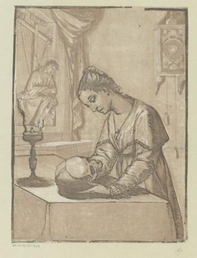 Woman with a skull