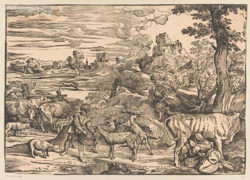 Landscape with milkmaid