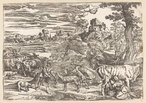 Landscape with milkmaid