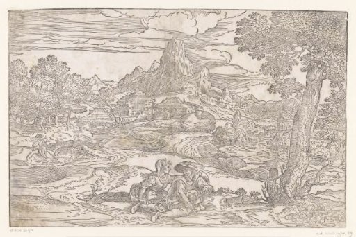Landscape with couple with a hurdy-gurdy