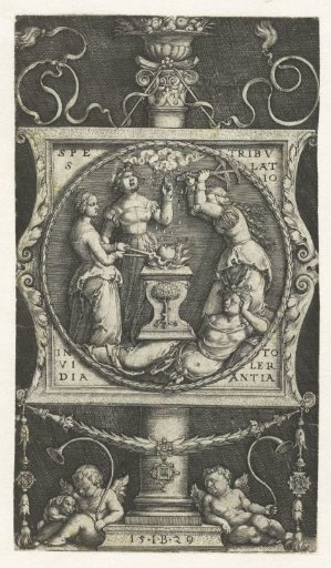 Emblem with Hope, Adversity, Envy and Tolerance