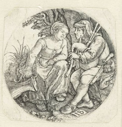 Bagpiper and Young Woman