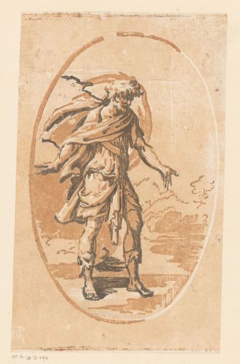 Man with outstretched arms in a landscape