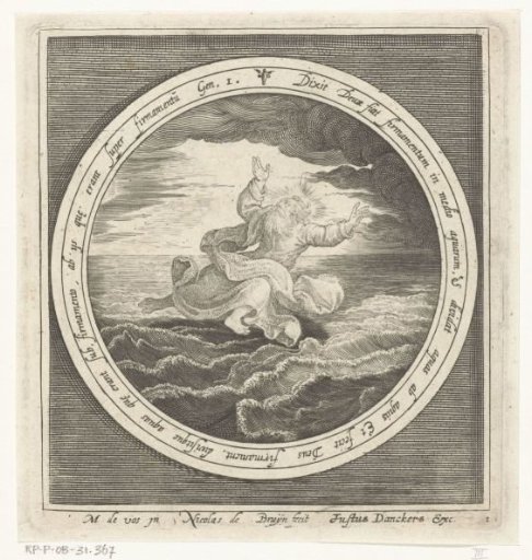 Second day of Creation: God separates the waters into heaven and sea
