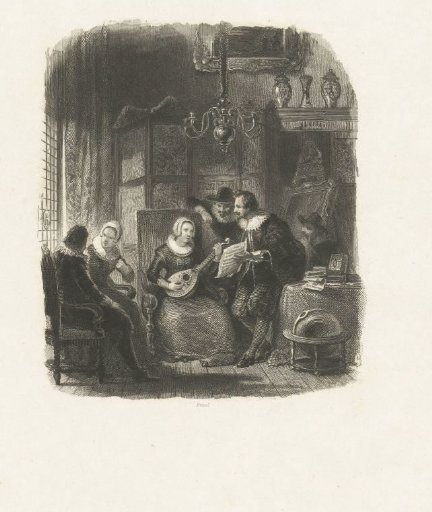 Interior with a woman playing the lute