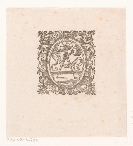 Vignette with a compass in an oval