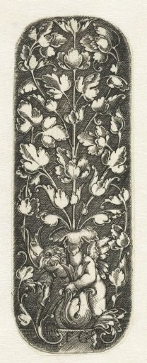 Ornament with putto and vase