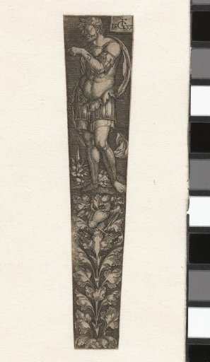 Ornament with bird and standing man