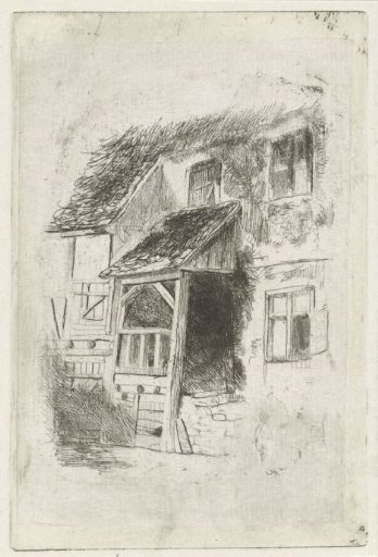 Facade of a house with a covered entrance