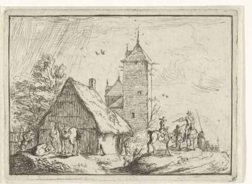Riders by a Tower