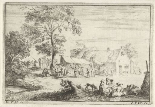 Tent in front of a farm