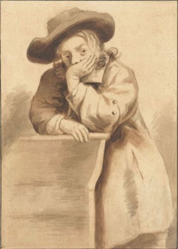 Boy leaning on a chair