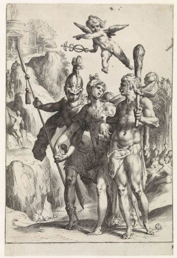 Hercules and Scipio guided by Minerva on the path of virtue