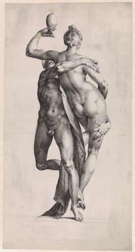 Mercurius en Psyche: aanzicht met de achterzijde van Psyche