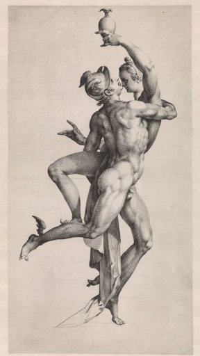 Mercurius en Psyche: zijaanzicht met de zijde van Mercurius