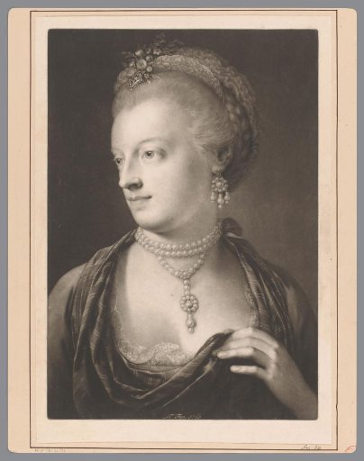 Woman with a string of pearls and earrings