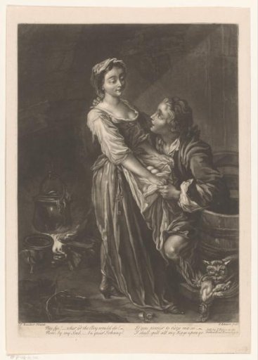 Kitchen maid and her lover at a cooking fire