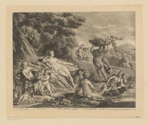 Half-naked figures and goats in a landscape