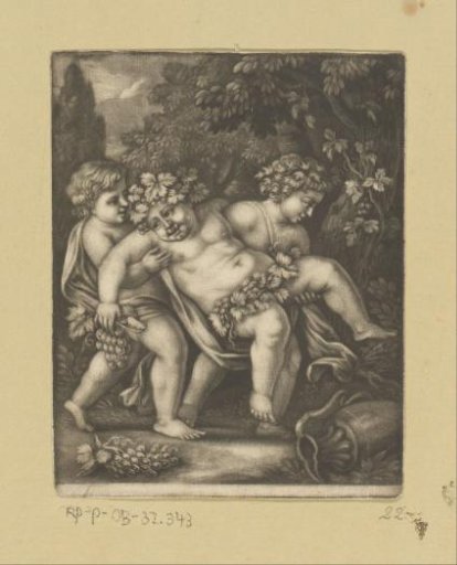 Bacchus as a child carried by two boys