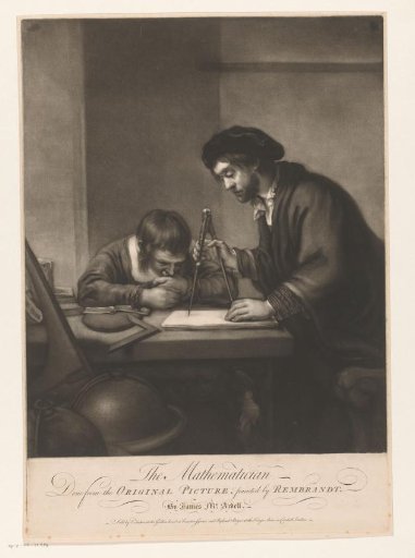 Standing Man with Compasses and Boy Sitting at a Table