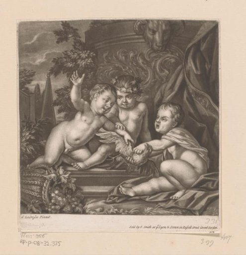 Three Cupids with a Bird