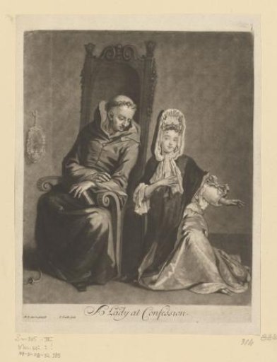 Lady Kneeling in Confession Before a Monk