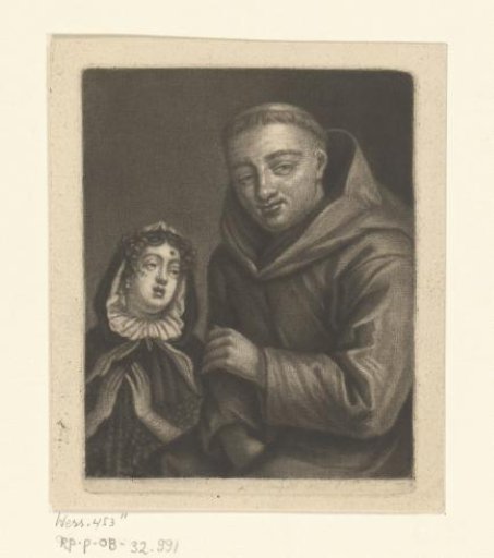 Lady confessing to a monk