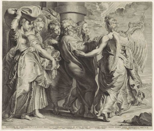 Lot Fleeing Sodom with His Wife and Daughters