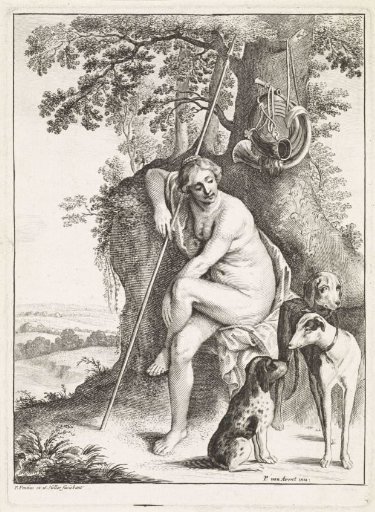 Diana with her hunting dogs