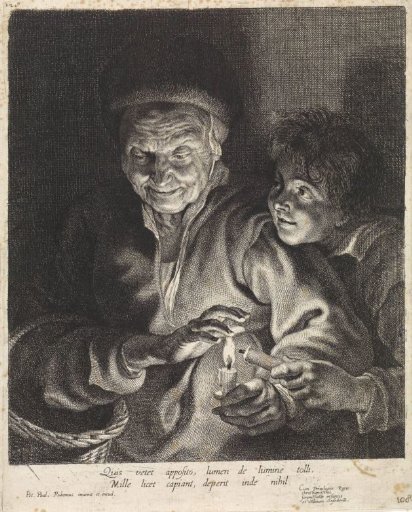Old Woman and Boy with Candles