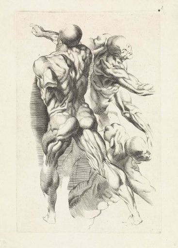 Anatomical study of three figures with outstretched arms